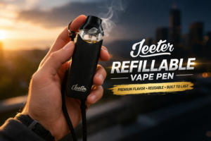 A Jeeter refillable vape pen is a reusable device that lets you manually fill a cartridge or pod with your preferred vape liquid or oil.