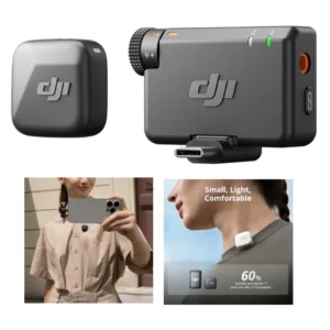 DJI Mic Mini Wireless Lavalier Microphone System (2 TX + 1 RX + Charging Case) – 48h Battery, Noise Cancelling, Automatic Limiting, 400m Range