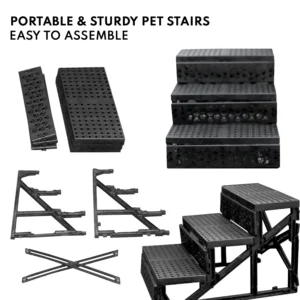Premium Dog Step for Easy Access - Adjustable Height Pet Stairs for Couch, Bed, or Car - Non-Slip Surface -
