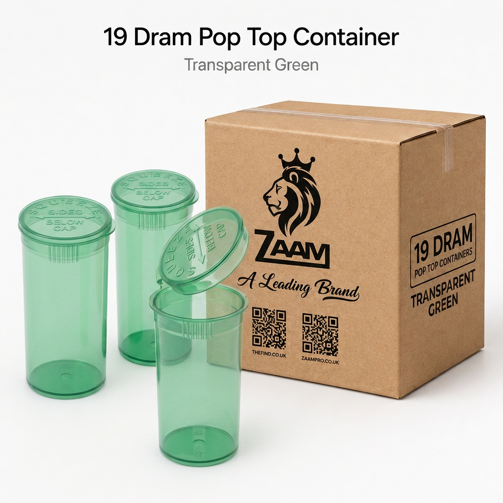 Transparent-Green 19 Dram Pop Top Containers 225 Pcs