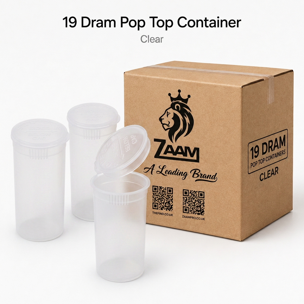 Clear 19 Dram Pop Top Containers 225 Pcs – Transparent Squeeze-to-Open PP Plastic