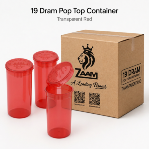 Transparent-Red 19 Dram Pop Top Containers 225 Pcs