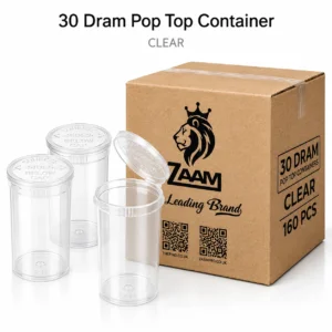 Clear 30 drams pop tops plastic storage