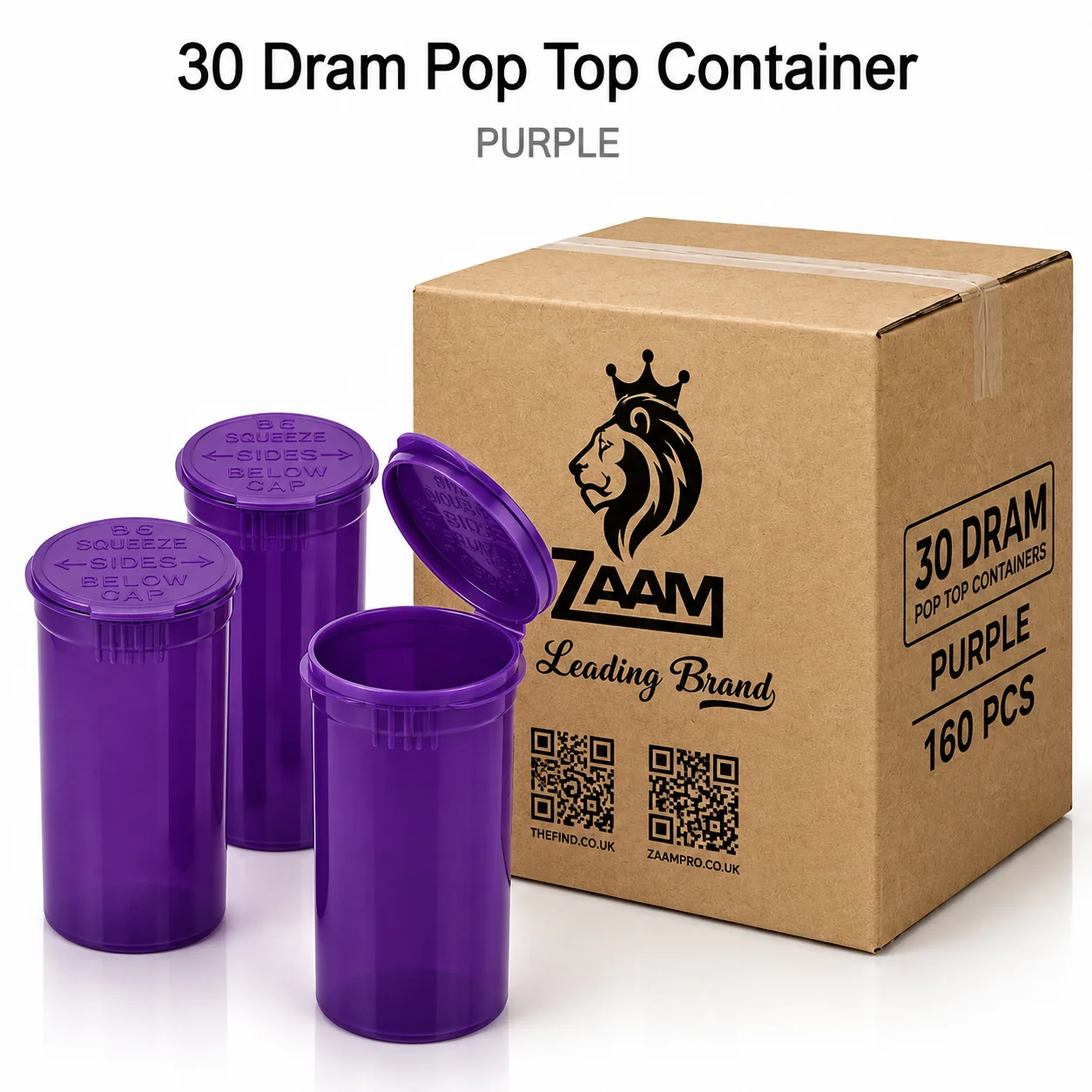 Purple 30 dram pop tops containers 160 pcs