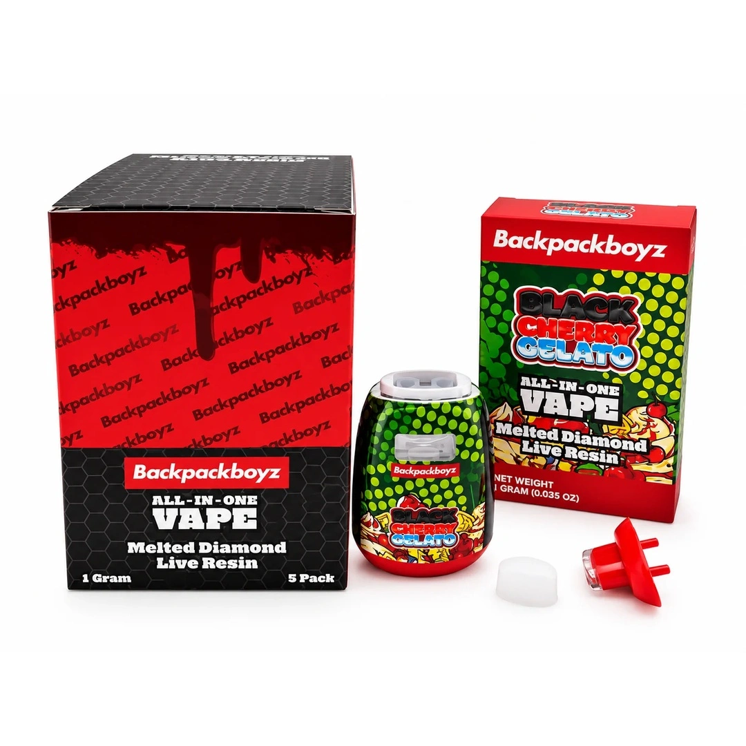 Backpackboyz Black Cherry Gelato 1g Empty All-In-One Vape Device with Branded Packaging
